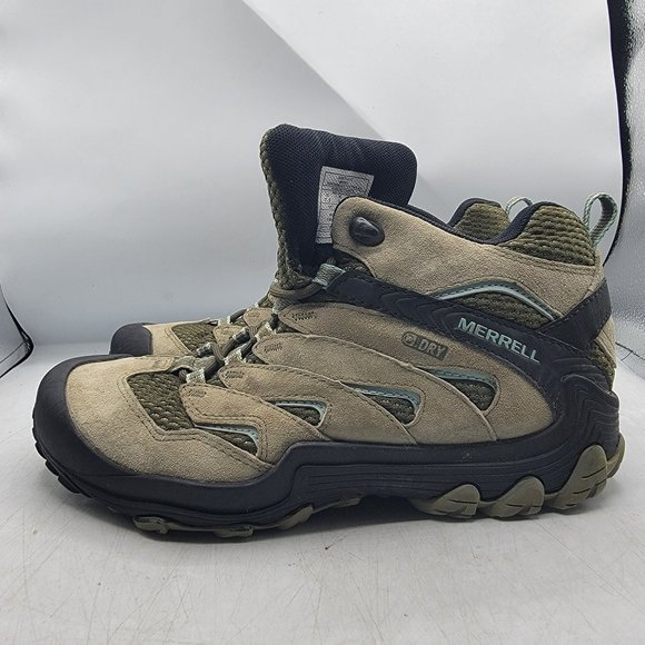Merrell Dusty Olive Womens 7.5 Tan Boots Waterproof Hiking Camping Summer J12764 - Picture 5 of 13